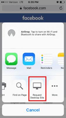 Cómo ver la versión de escritorio de Facebook en iPhone y iPad