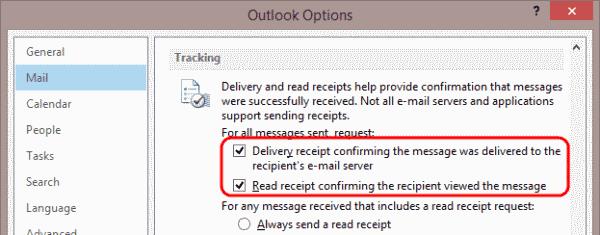 Activer le reçu de lecture par e-mail dans Outlook 2019/2016