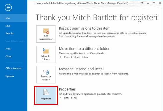 Come visualizzare le intestazioni complete dei messaggi in Outlook 2019/2016