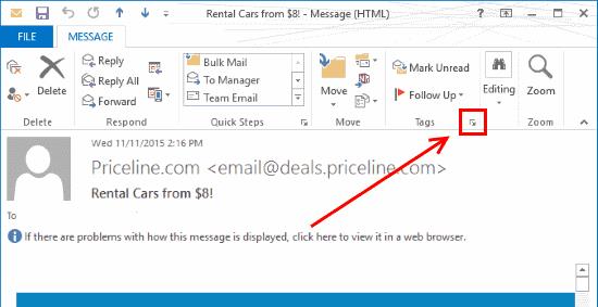 Outlook2019 / 2016で完全なメッセージヘッダーを表示する方法