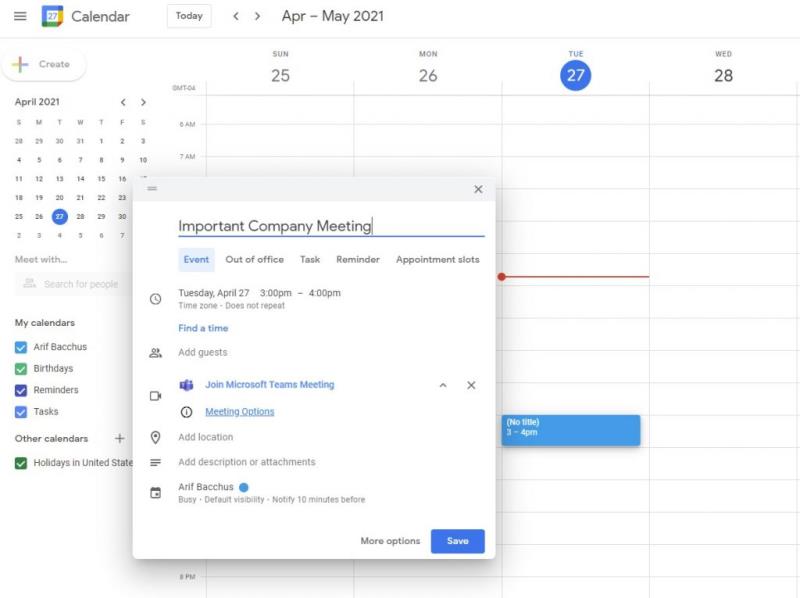 Cách dễ dàng lên lịch cuộc họp Microsoft Teams từ Lịch Google