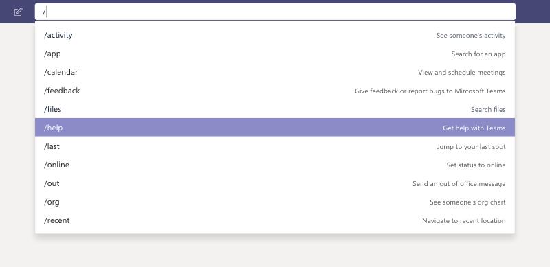 Cómo usar comandos de barra inclinada como / files y sacar más provecho de Microsoft Teams