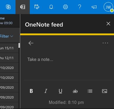 Outlook on theWeb内でメモとタスクを表示する方法