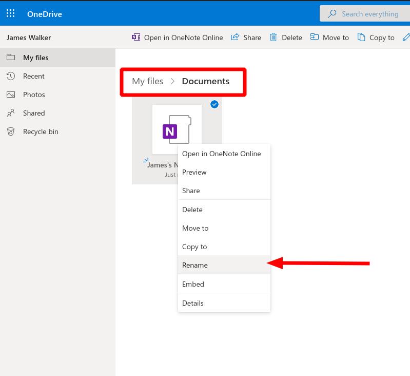 OneNoteノートブックの名前を変更する方法