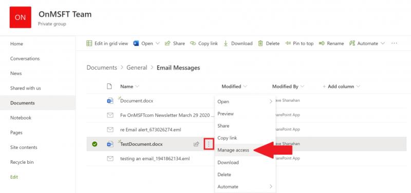 Cách quản lý quyền truy cập tệp bằng SharePoint trong Microsoft Teams