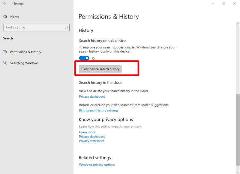 Como limpar o histórico de pesquisa do Windows 10