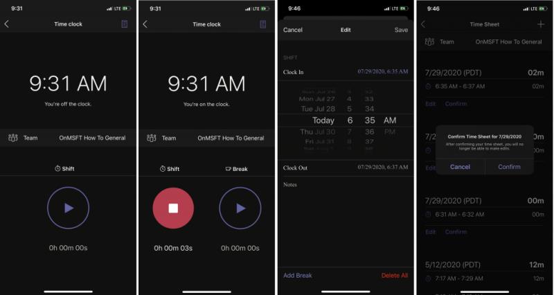 Cómo usar el reloj de tiempo en turnos en Teams en iOS y Android