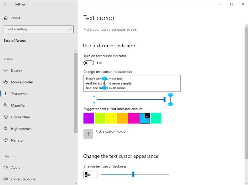 Como personalizar o cursor de entrada de texto no Windows 10
