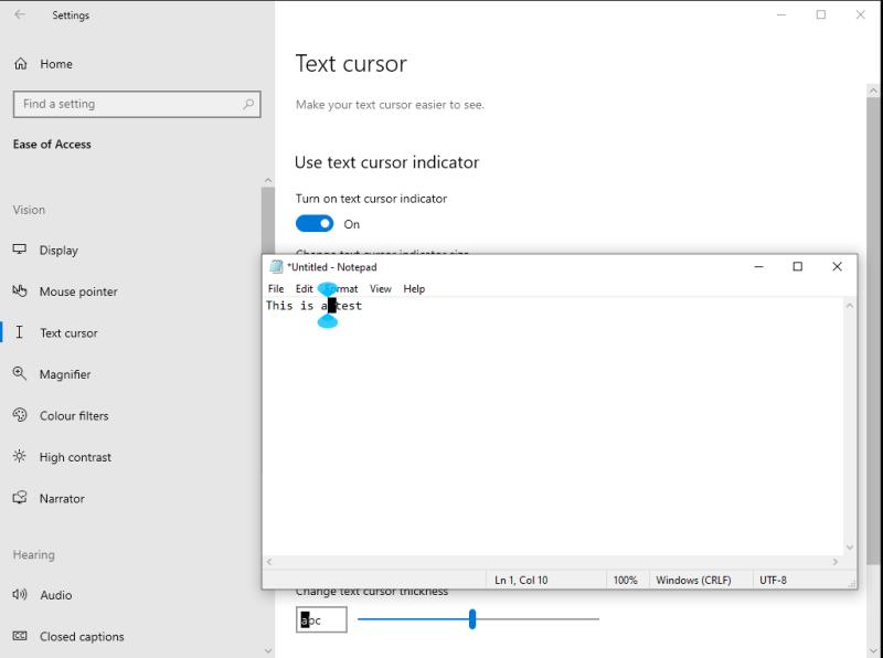 Como personalizar o cursor de entrada de texto no Windows 10