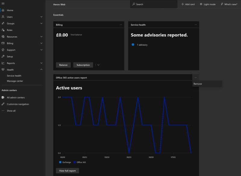 So verwenden und passen Sie den Office 365 Admin Center-Startbildschirm an