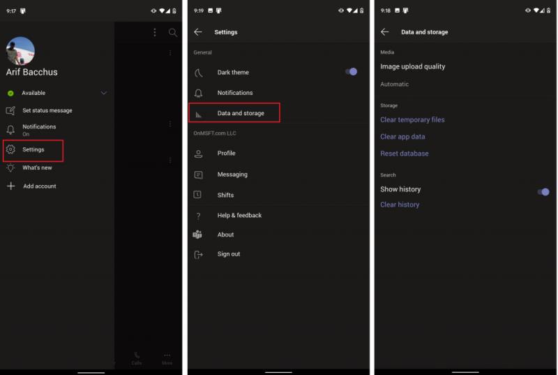 Como gerenciar seus dados / armazenamento e limpar o Microsoft Teams no iOS, Android