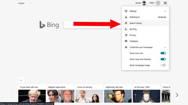 Bingの検索履歴を表示および削除する方法
