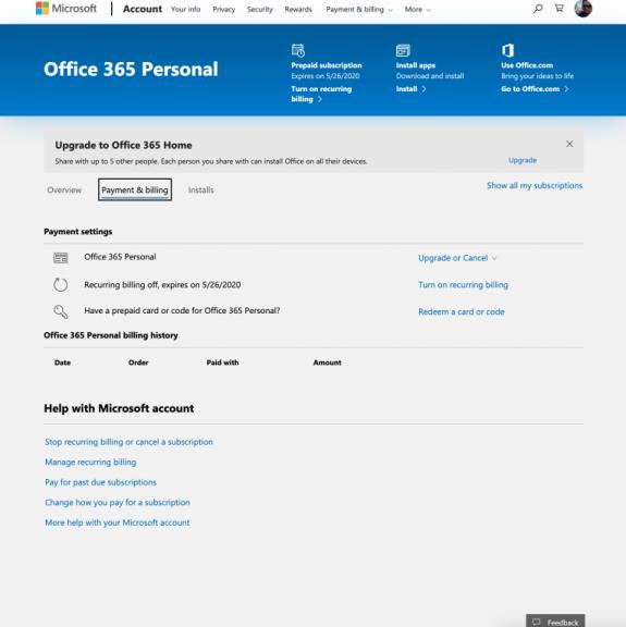 Cómo administrar, cancelar o modificar su suscripción a Office 365