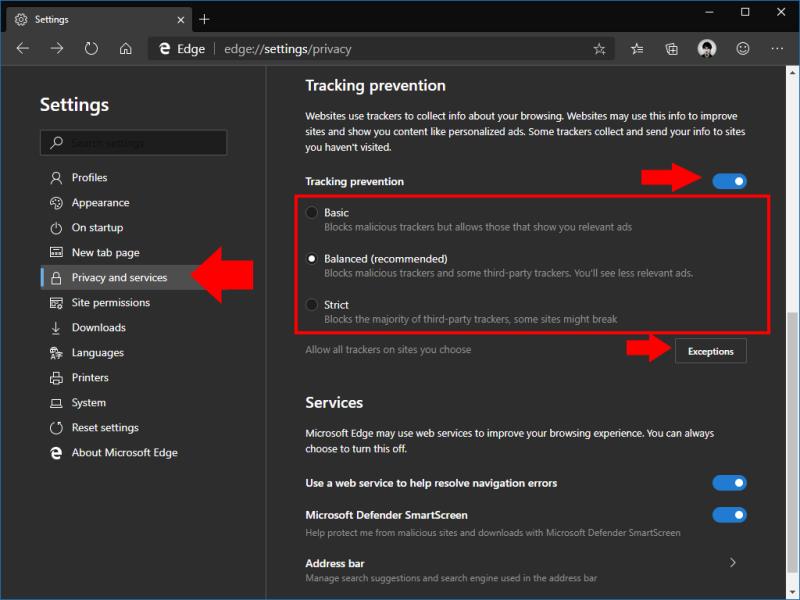 Cómo utilizar la prevención de seguimiento en Edge Insider