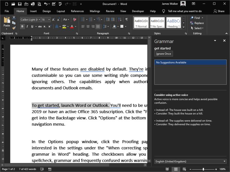 Como habilitar a assistência ao estilo de escrita no Microsoft Word