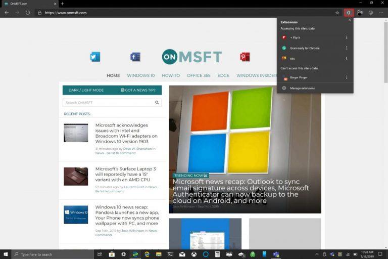 Cómo habilitar el nuevo menú de extensiones en Edge Insider Dev