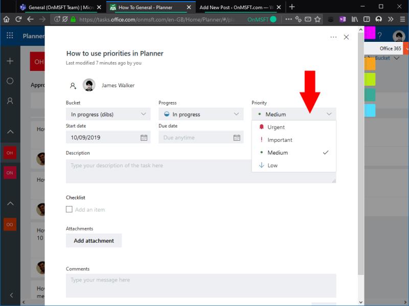 So verwenden Sie Prioritäten in Microsoft Planner