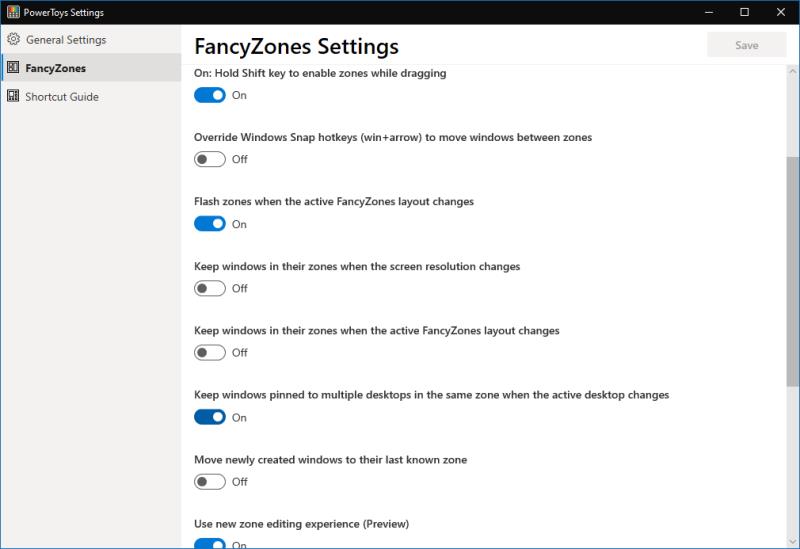 Windows10の新しいタイル型ウィンドウマネージャーであるFancyZonesの使用方法