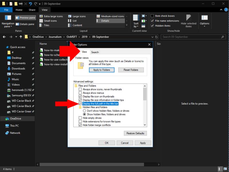 Comment faire en sorte que l'explorateur de fichiers de Windows 10 affiche le chemin complet du répertoire dans la barre de titre