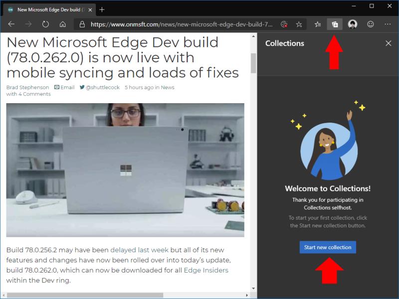 So verwenden Sie Sammlungen in Microsoft Edge Insider