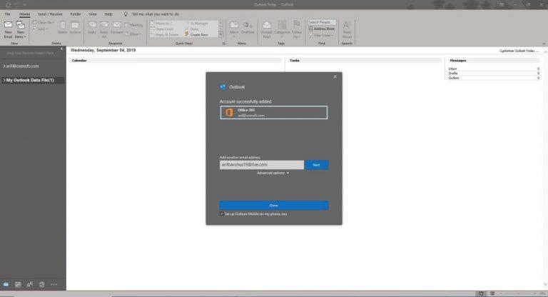 Office365のOutlookで電子メールアカウントを設定および管理する方法