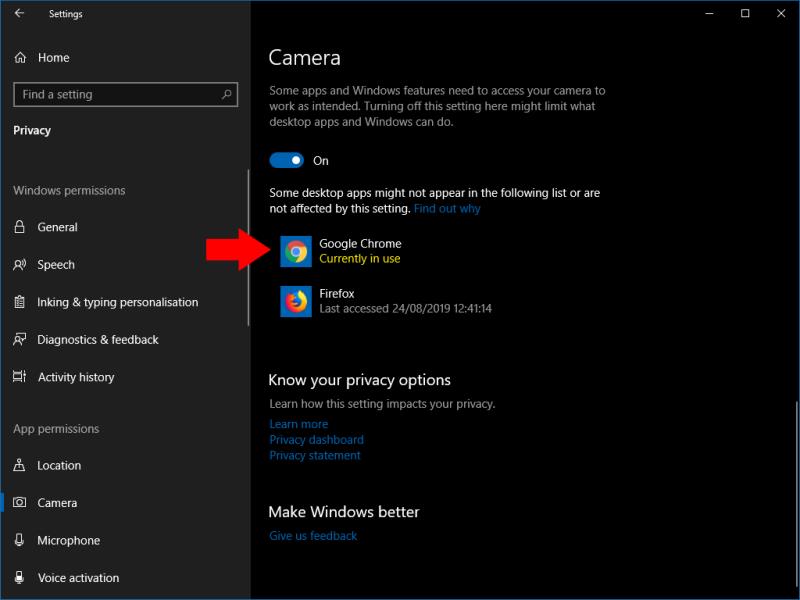 Cómo ver qué aplicaciones están usando su cámara web en Windows 10