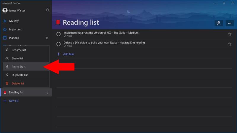 Como visualizar listas de tarefas pendentes da Microsoft no menu Iniciar do Windows 10