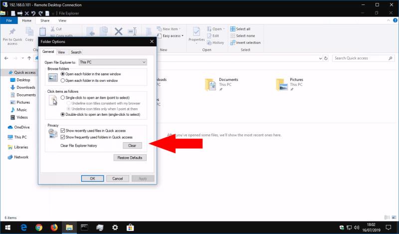 Windows10ファイルエクスプローラーから最近のファイルとフォルダーをクリアする方法