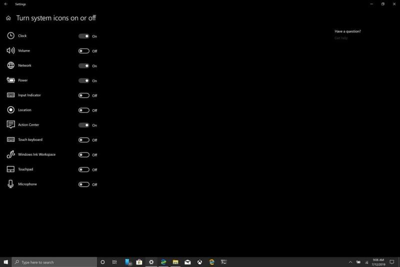 Como ativar e desativar ícones do sistema no Windows 10