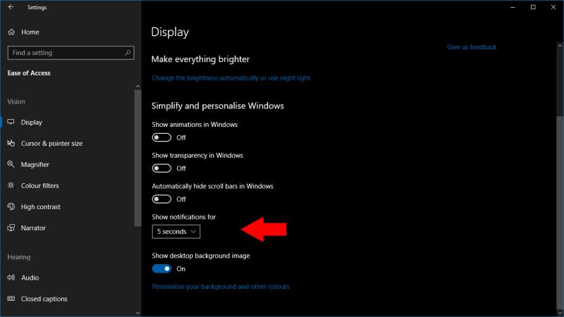 Come aumentare il timeout di notifica di Windows 10