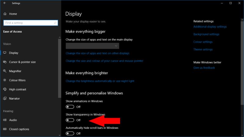 Windows10でFluentDesignの透明効果を無効にする方法