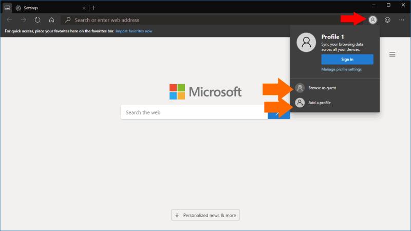 Microsoft EdgeInsiderの新機能であるプロファイルの使用方法