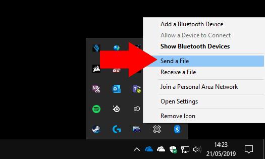 Windows 10PCからBluetooth経由でファイルを送信する方法