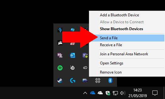 So senden Sie eine Datei über Bluetooth von einem Windows 10-PC