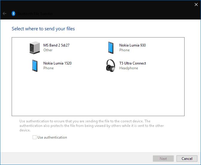 Windows 10PCからBluetooth経由でファイルを送信する方法