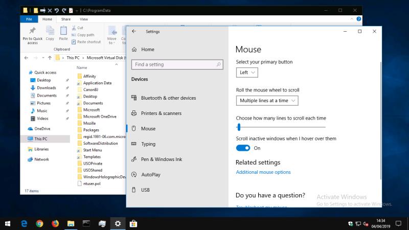 Como desativar a rolagem de janela inativa no Windows 10