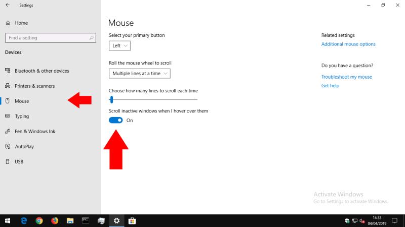 Comment désactiver le défilement de fenêtre inactif dans Windows 10