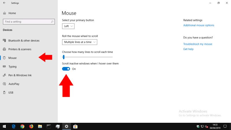 Come disabilitare lo scorrimento della finestra inattivo in Windows 10