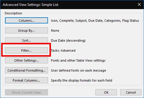 Cómo ocultar las tareas de Outlook con una fecha de inicio futura