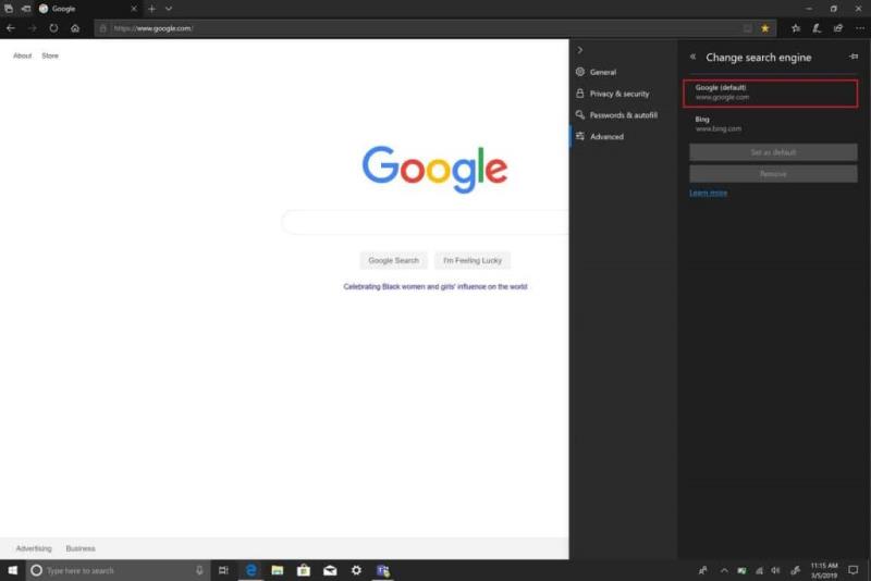 Como alterar o mecanismo de pesquisa padrão no Microsoft Edge