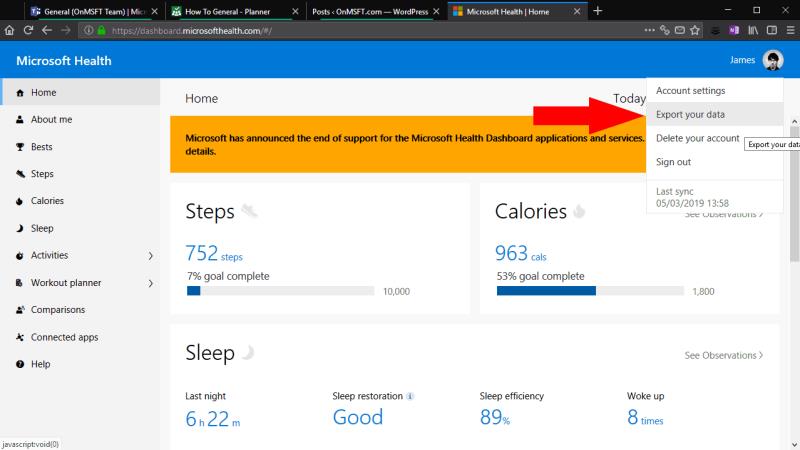 終了間近のMicrosoftHealthからデータをエクスポートする方法