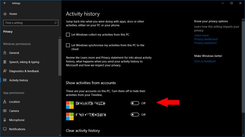 Windows 10のタイムライン機能を無効にする（または再度有効にする）方法