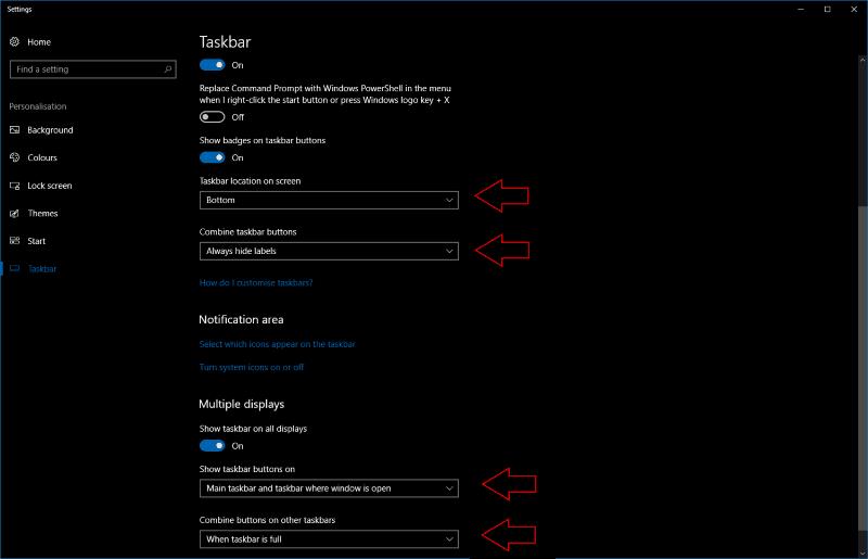 Cómo cambiar la posición de la barra de tareas en Windows 10