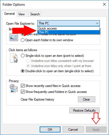 Comment ouvrir l'explorateur de fichiers sur "Ce PC" dans Windows 10