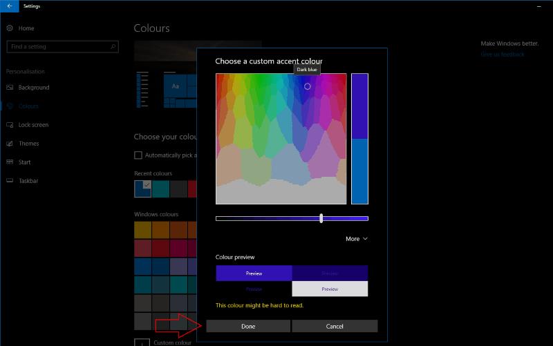 Windows 10 CreatorsUpdateで独自のアクセントカラーを設定する方法