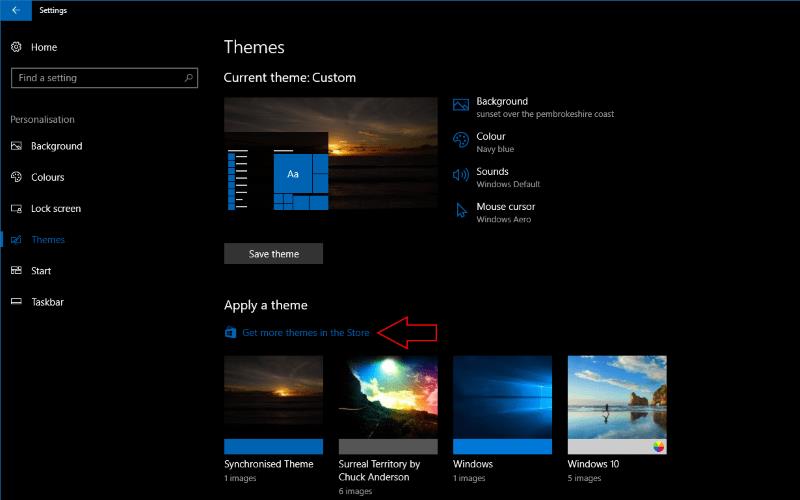 Cómo instalar temas de la Tienda Windows en Windows 10