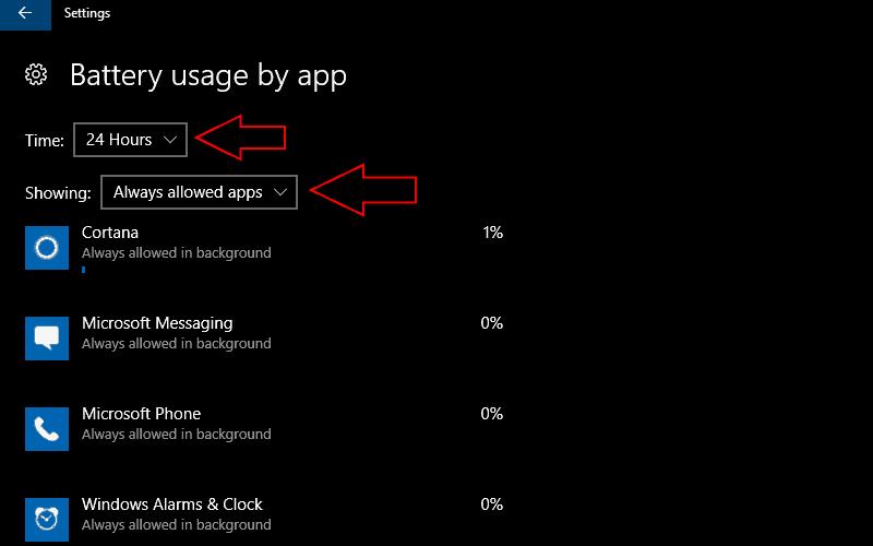 Cómo comprobar la cantidad de energía que usan las aplicaciones en Windows 10 y Windows 10 Mobile