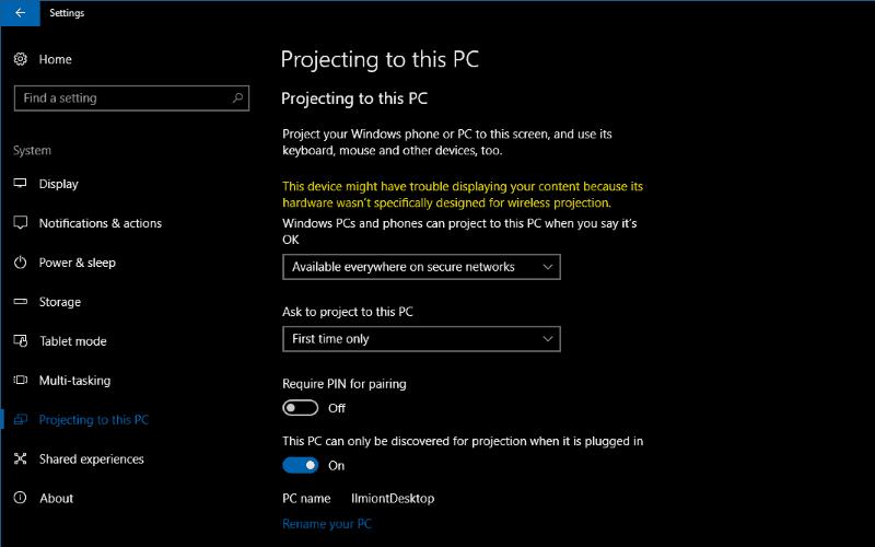 So projizieren Sie den Bildschirm Ihres Telefons auf einen Windows 10-PC