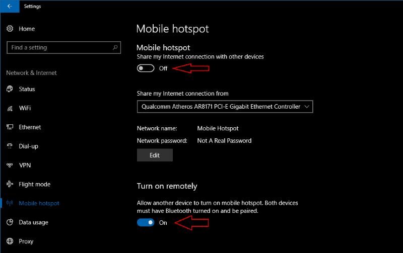 Windows10でモバイルホットスポットを設定する方法