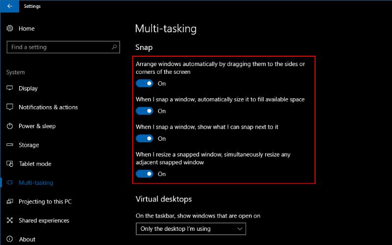 Windows10でアプリを画面にスナップする方法
